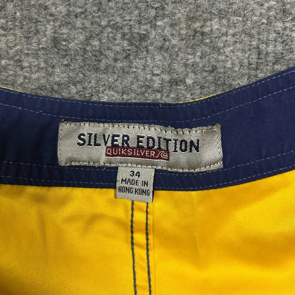 Quiksilver Silver Edition Board Shorts XL Yellow Embroidered Swimwear Y2K - 34‎